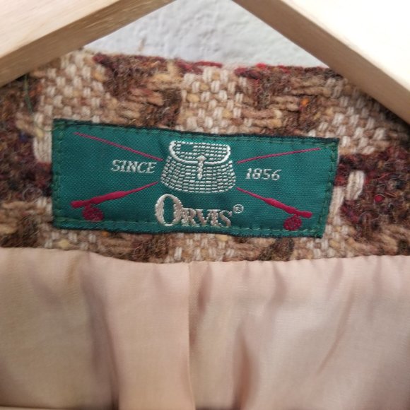 Vintage ORVIS Big Houndstooth Pattern Wool Nylon Blend Blazer Coat Jacket Sz 14 - Picture 4 of 6